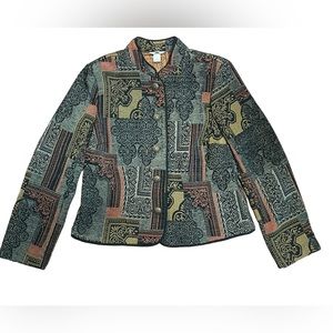 New Christopher &‎ Banks Women's Multi-Color Baroque Tapestry Jacket Size Medium